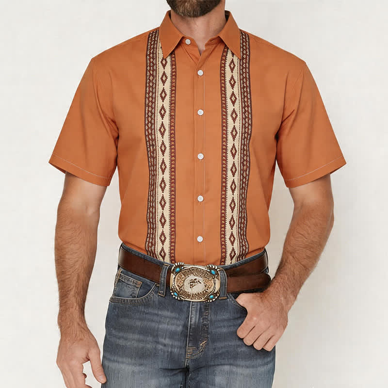 Chemise ethnique occidentale à imprimé géométrique aztèque pour homme - image 1