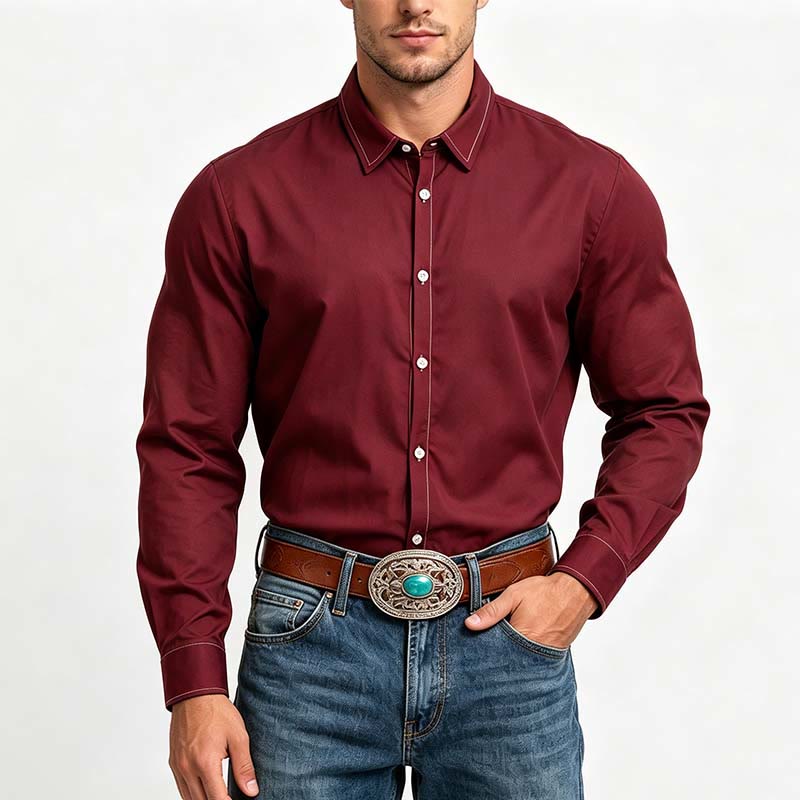 Chemise sophistiquée à manches longues de style rétro pour homme - image 1