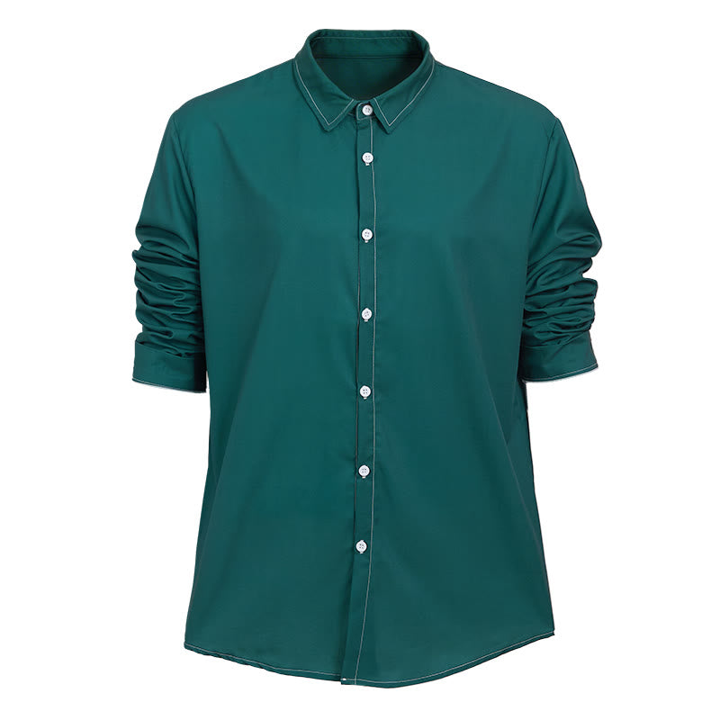 Chemise sophistiquée à manches longues de style rétro pour homme - Vert foncé - 6XL - image 17