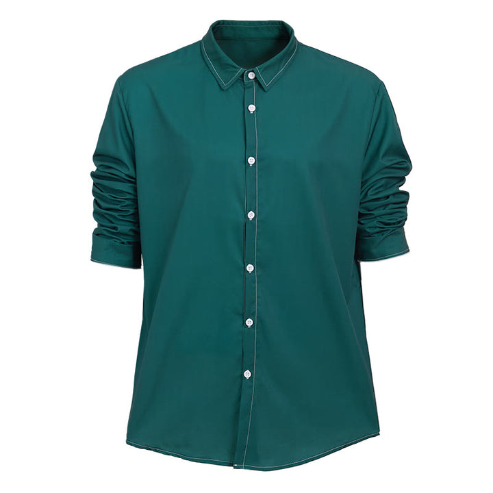 Chemise sophistiquée à manches longues de style rétro pour homme - Vert foncé - 6XL - image 17
