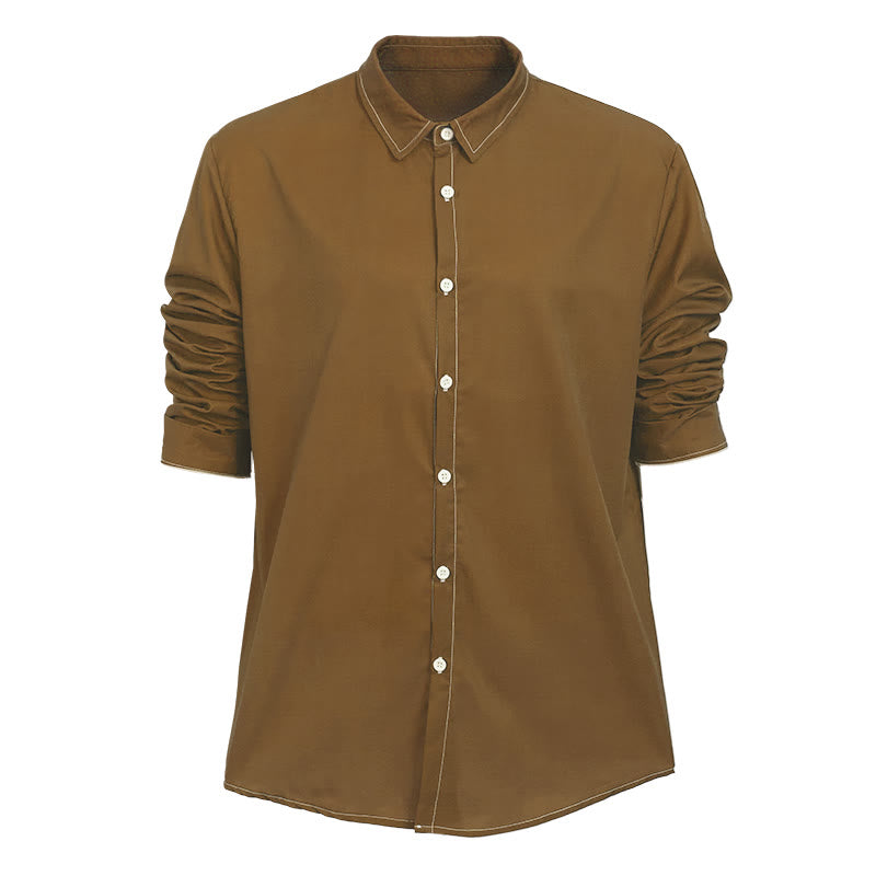 Chemise sophistiquée à manches longues de style rétro pour homme - Brun - 6XL - image 27