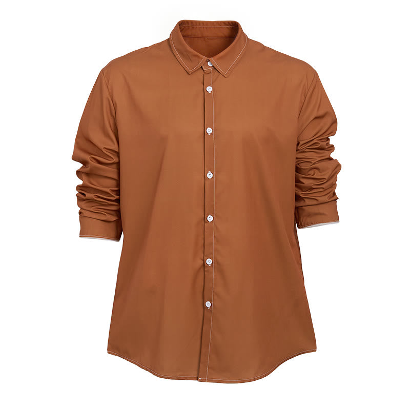 Chemise sophistiquée à manches longues de style rétro pour homme - Orange - 6XL - image 11