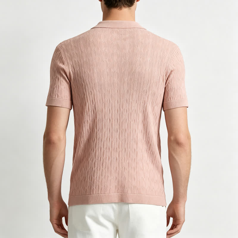 Chemise à manches courtes boutonnée pour homme en maille texturée - image 2