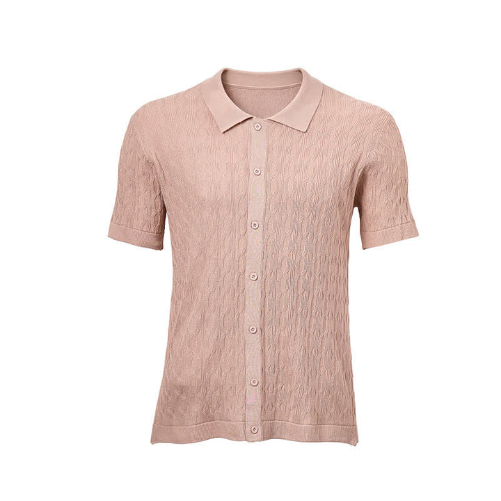 Chemise à manches courtes boutonnée pour homme en maille texturée - image 10