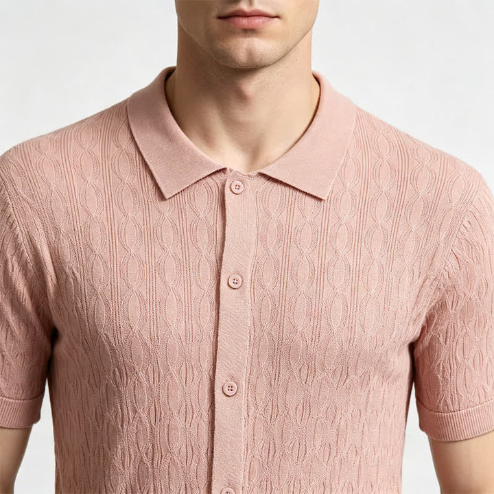 Chemise à manches courtes boutonnée pour homme en maille texturée - image 3