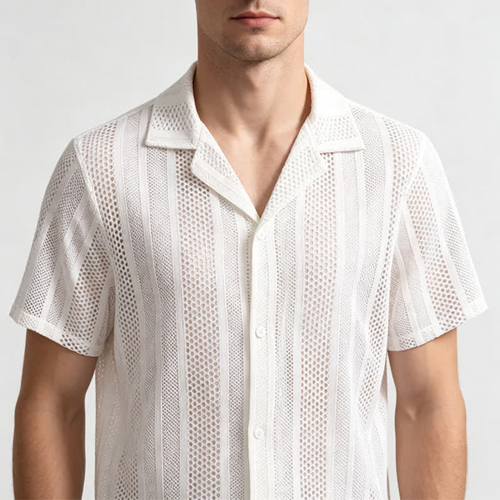 Chemise en maille ajourée à rayures pour homme - image 3