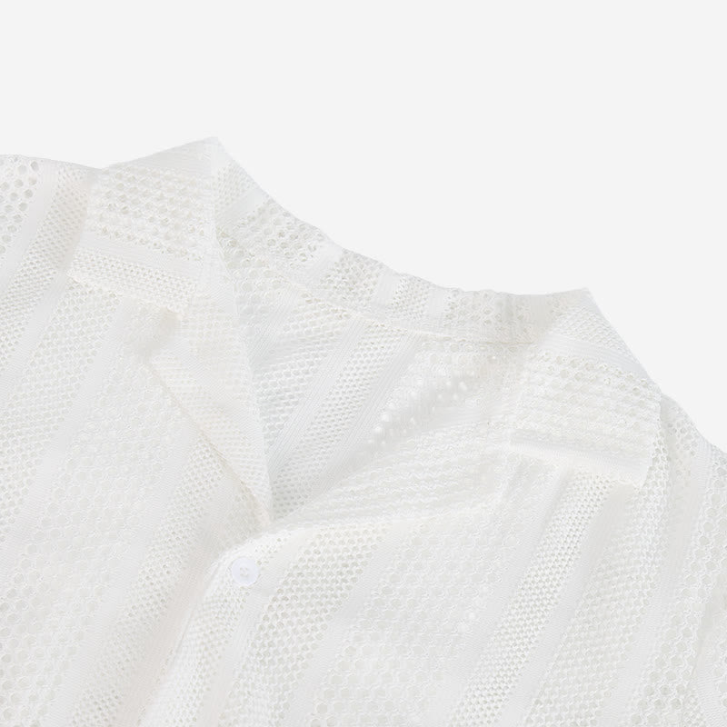 Chemise en maille ajourée à rayures pour homme - image 5