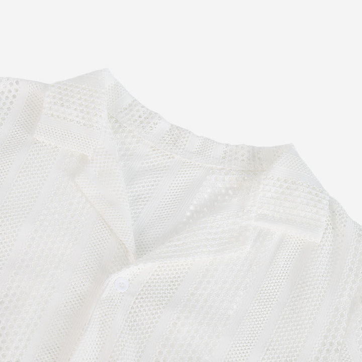 Chemise en maille ajourée à rayures pour homme - image 5