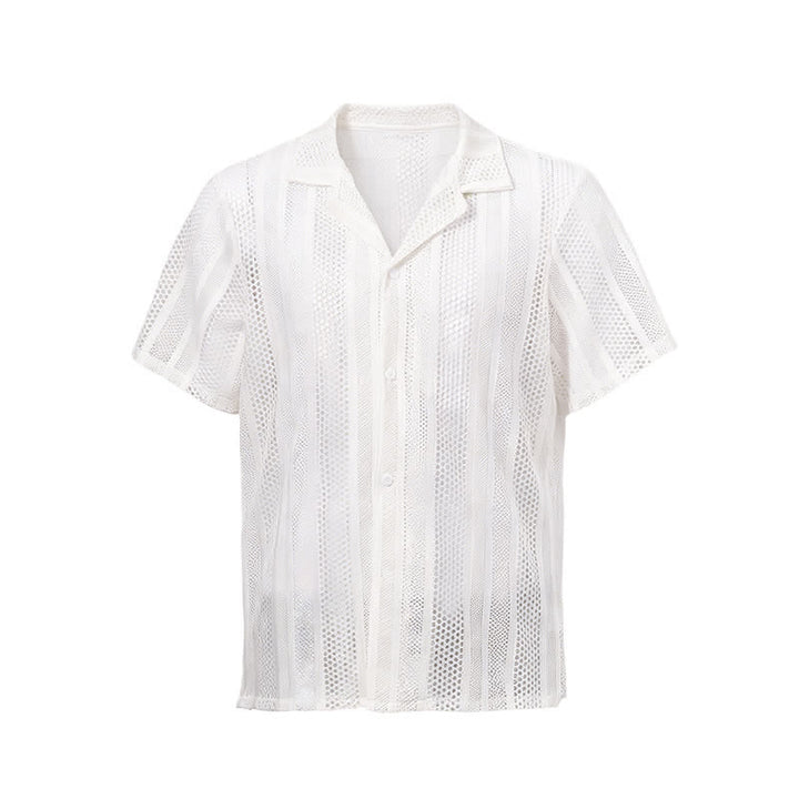 Chemise en maille ajourée à rayures pour homme - image 8