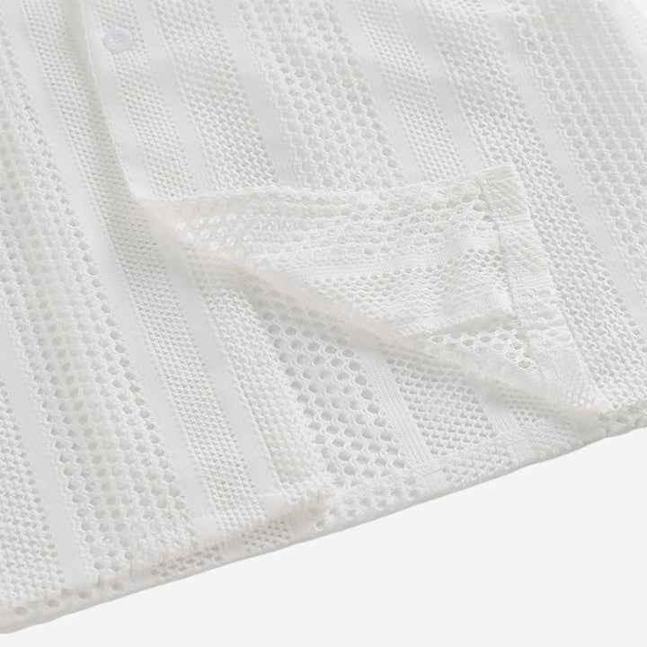 Chemise en maille ajourée à rayures pour homme - image 6