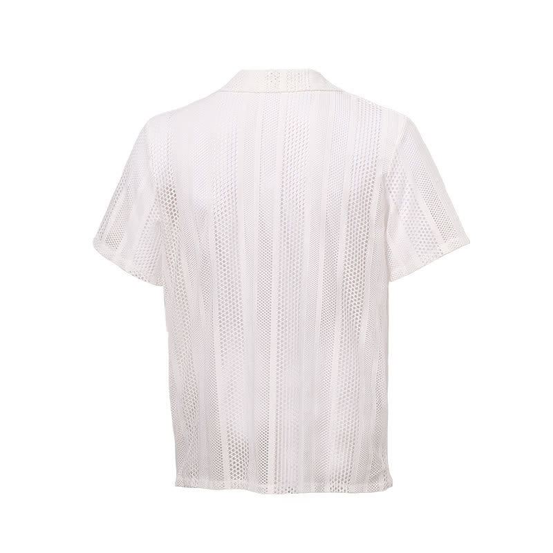 Chemise en maille ajourée à rayures pour homme - image 9