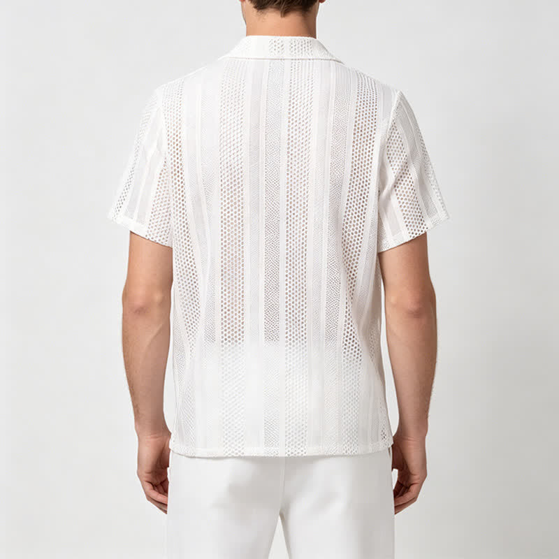 Chemise en maille ajourée à rayures pour homme - image 2