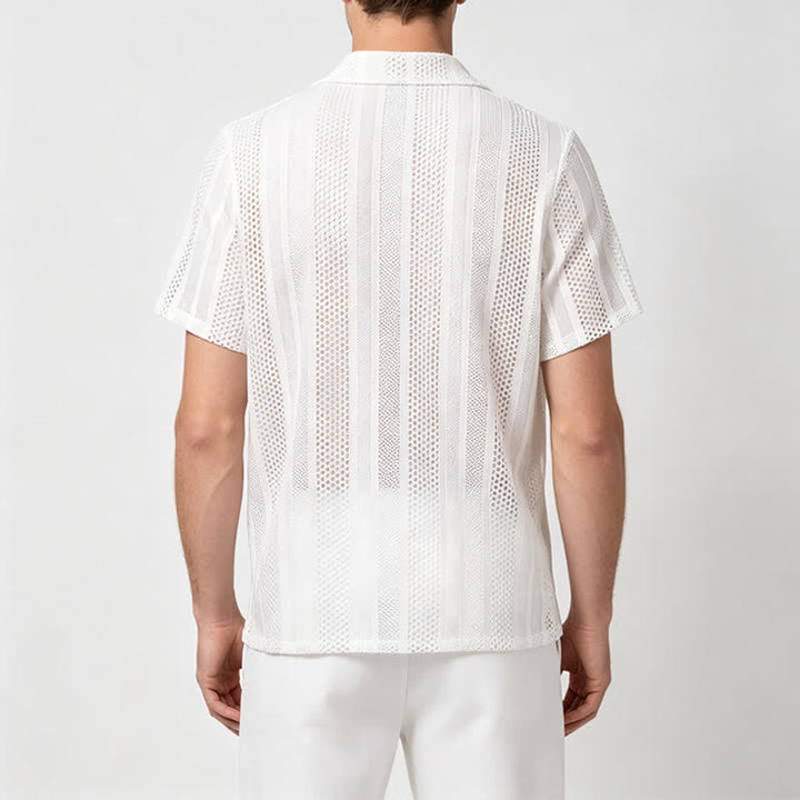 Chemise en maille ajourée à rayures pour homme - image 2