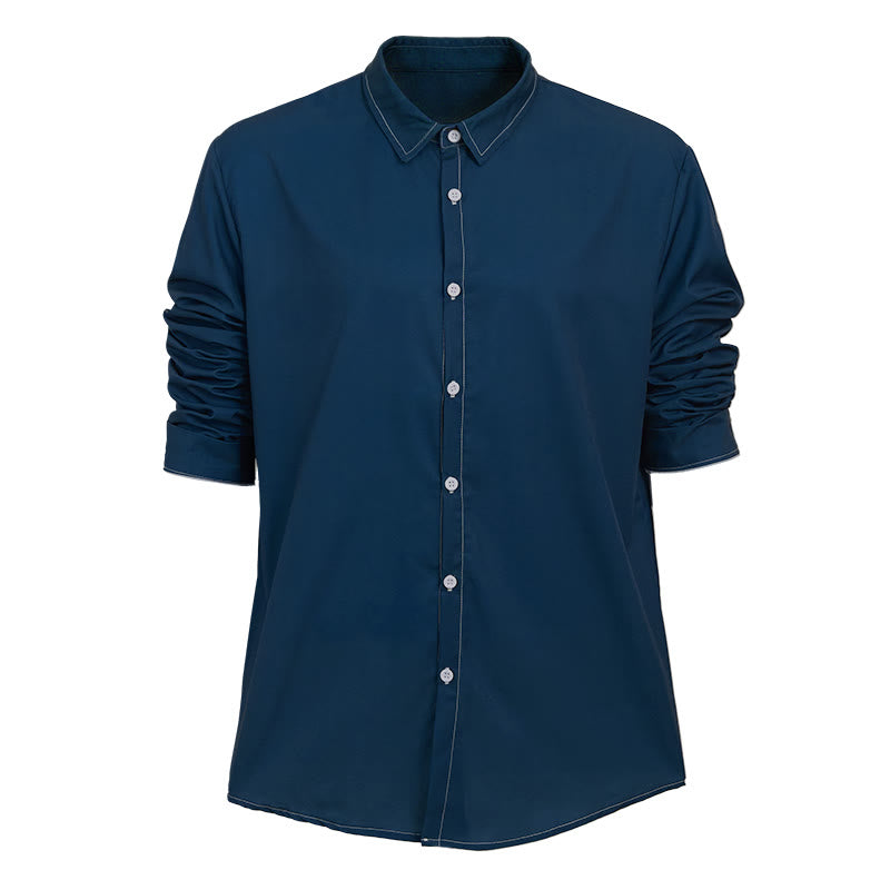 Chemise sophistiquée à manches longues de style rétro pour homme - Bleu - 6XL - image 13