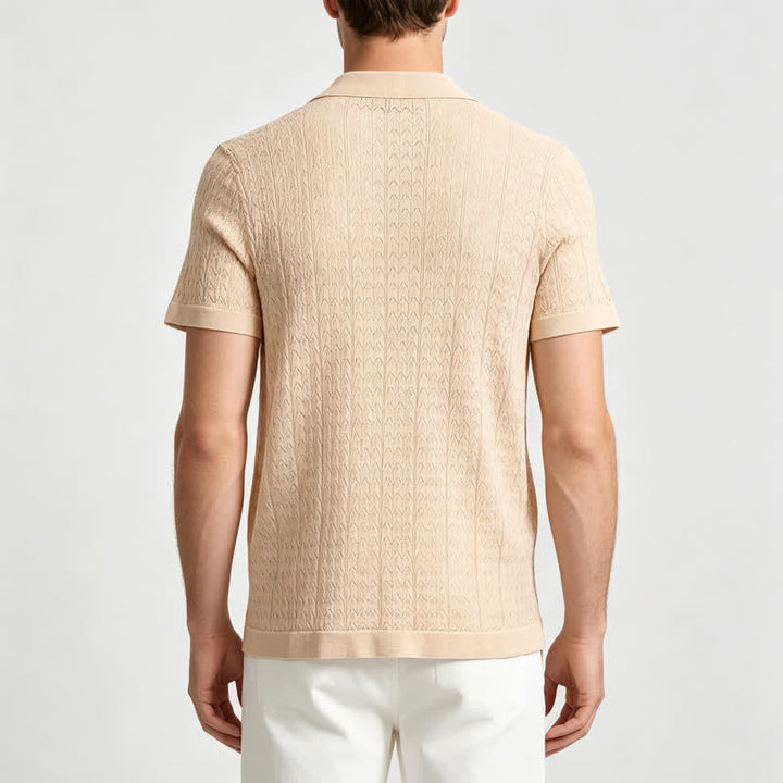 Chemise en maille unie pour homme, col cubain - image 2