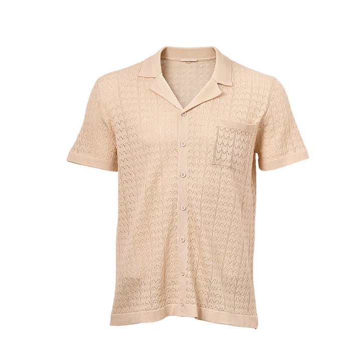Chemise en maille unie pour homme, col cubain - image 11