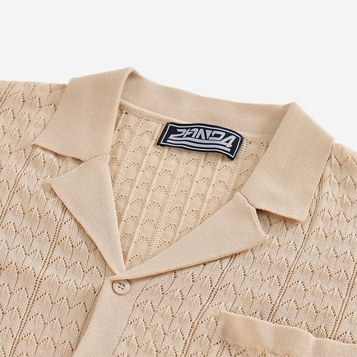 Chemise en maille unie pour homme, col cubain - image 6