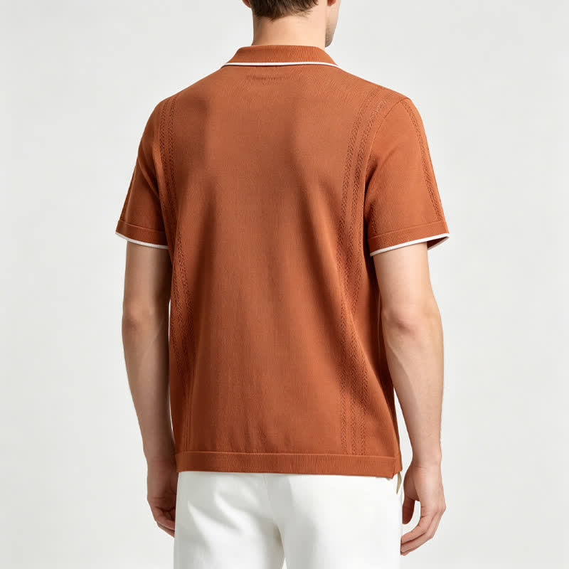 Chemise d'été décontractée pour homme en maille avec finitions contrastées - image 2