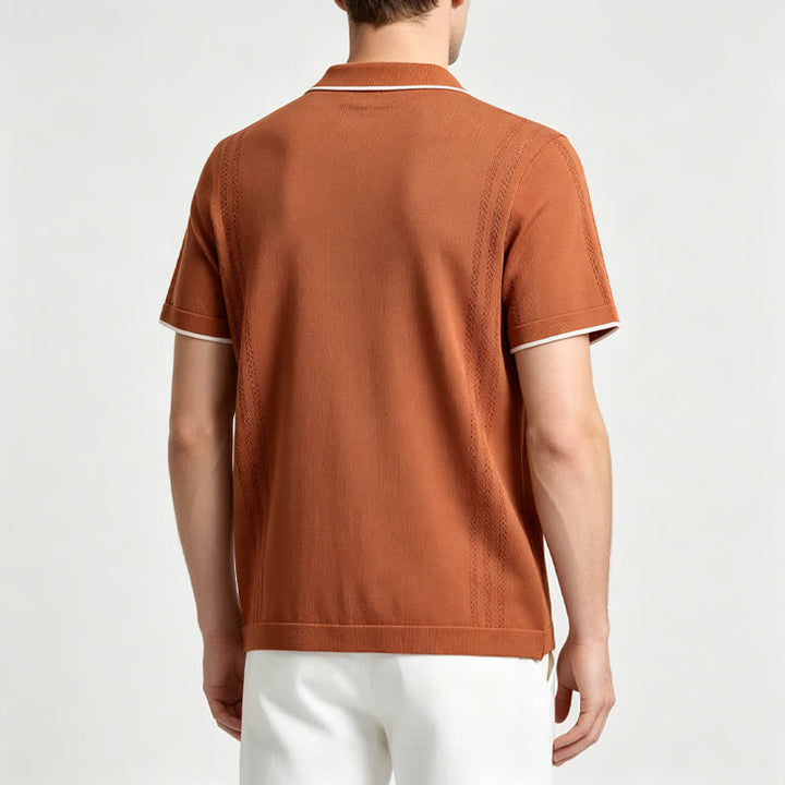 Chemise d'été décontractée pour homme en maille avec finitions contrastées - image 2