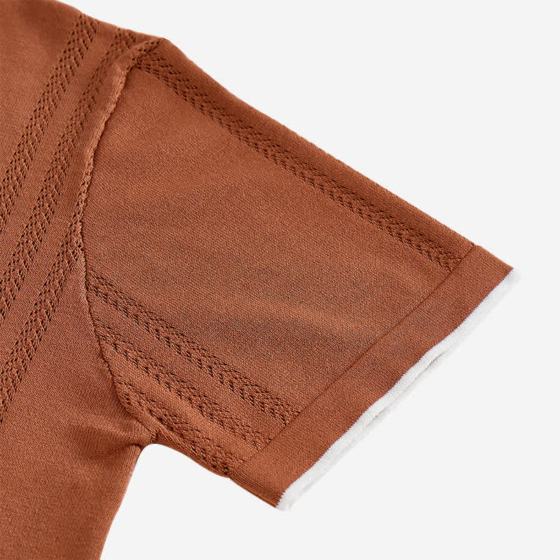 Chemise d'été décontractée pour homme en maille avec finitions contrastées - image 9