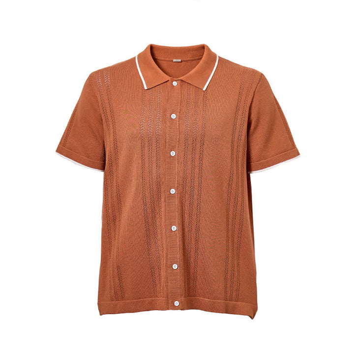 Chemise d'été décontractée pour homme en maille avec finitions contrastées - image 10