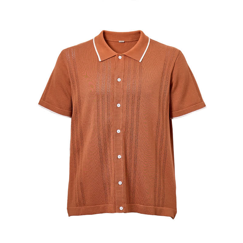 Chemise d'été décontractée pour homme en maille avec finitions contrastées - image 10
