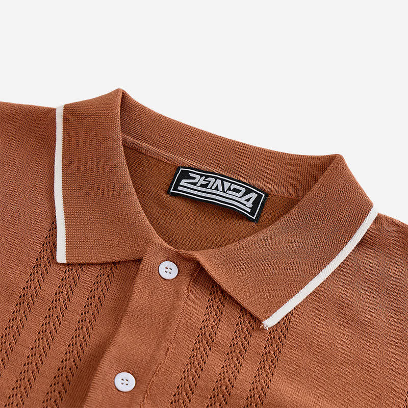 Chemise d'été décontractée pour homme en maille avec finitions contrastées - image 6