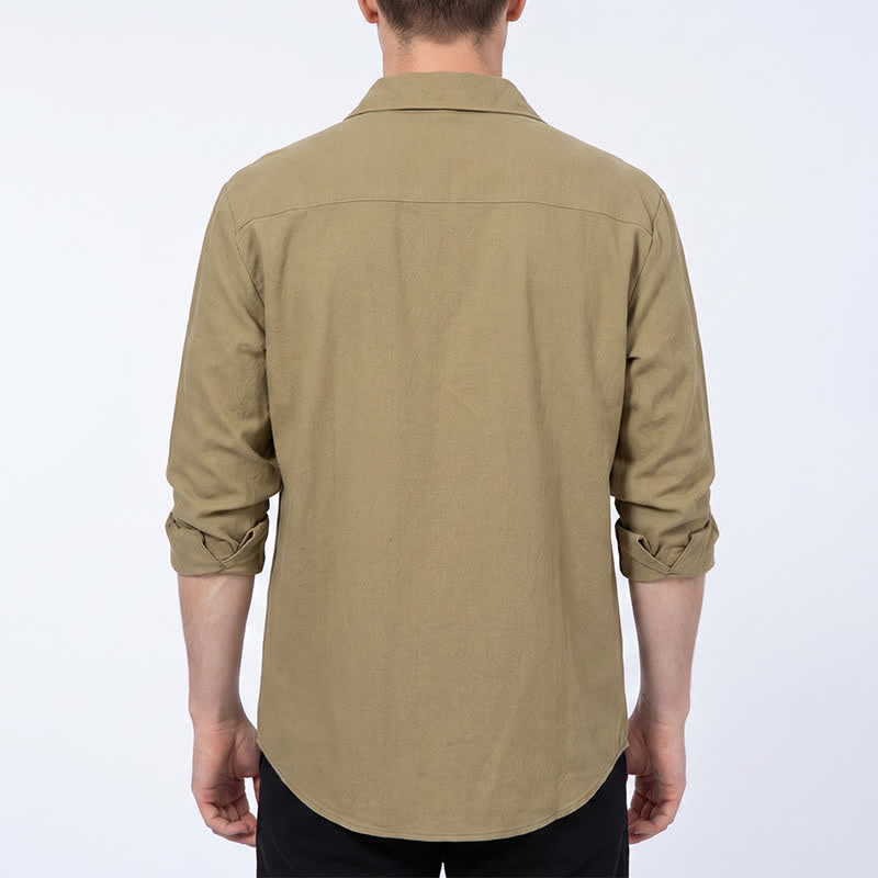 Chemise vintage en lin à lacets pour homme - image 2