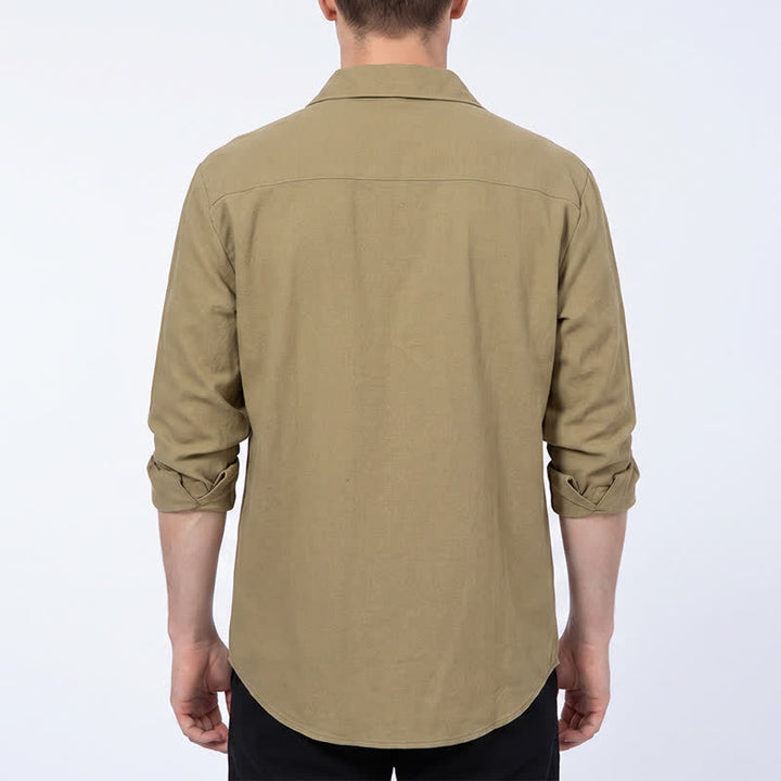 Chemise vintage en lin à lacets pour homme - image 2