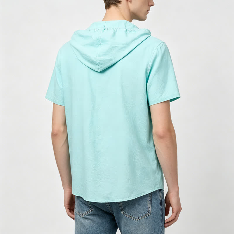 Chemise légère et fine à capuche en lin pour homme - image 2