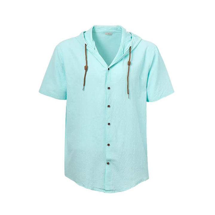 Chemise légère et fine à capuche en lin pour homme - image 12