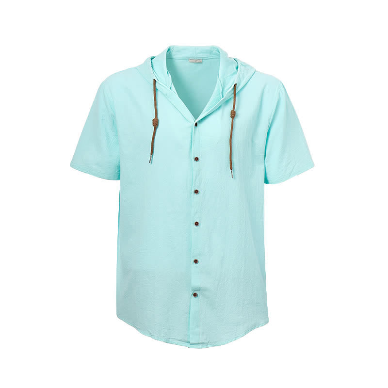 Chemise légère et fine à capuche en lin pour homme - image 12