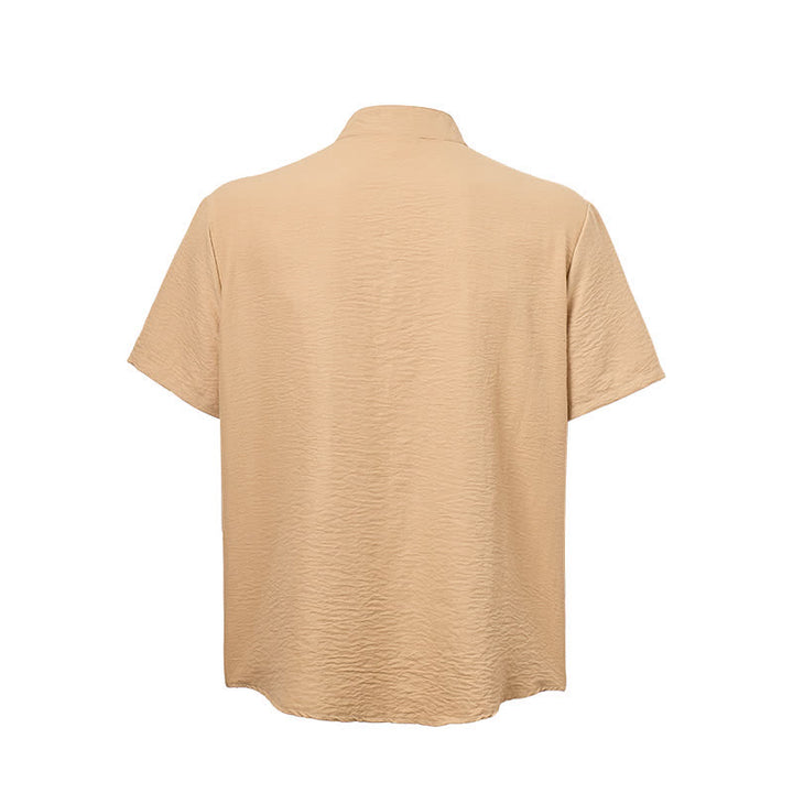 Chemise homme en lin mélangé à col montant et motif froissé - image 11