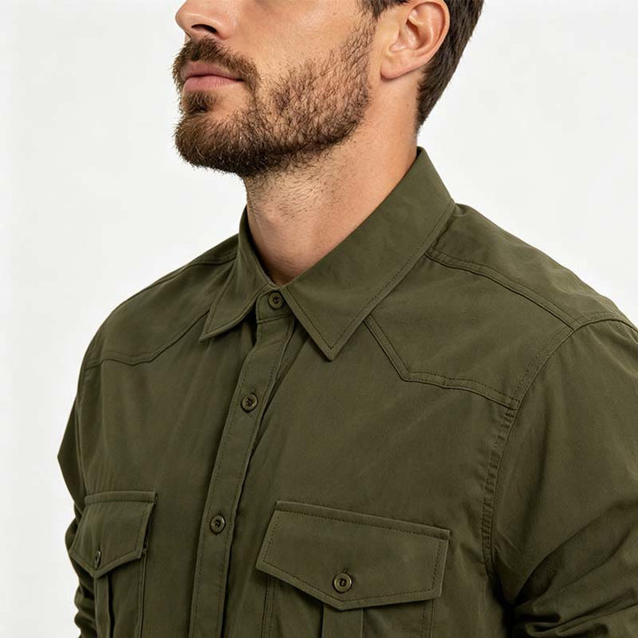 Chemise de travail à manches longues pour homme, double poche, idéale pour les activités de plein air - image 3