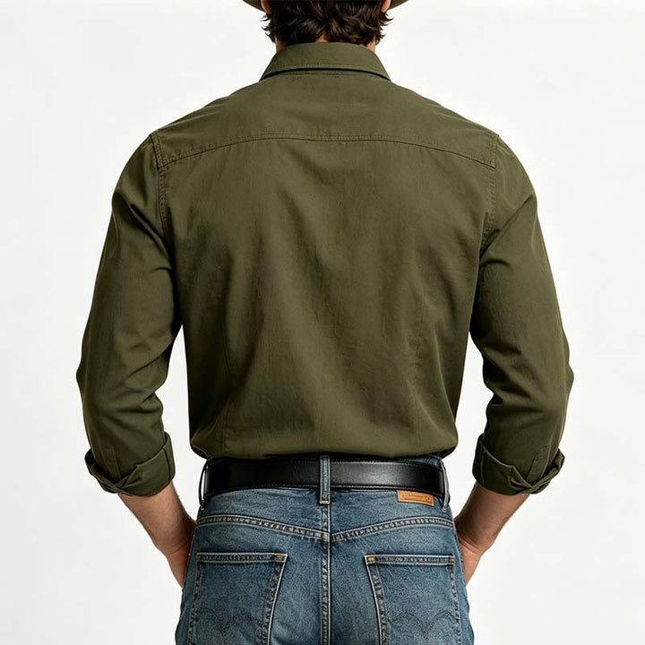 Chemise de travail à manches longues pour homme, double poche, idéale pour les activités de plein air - image 2