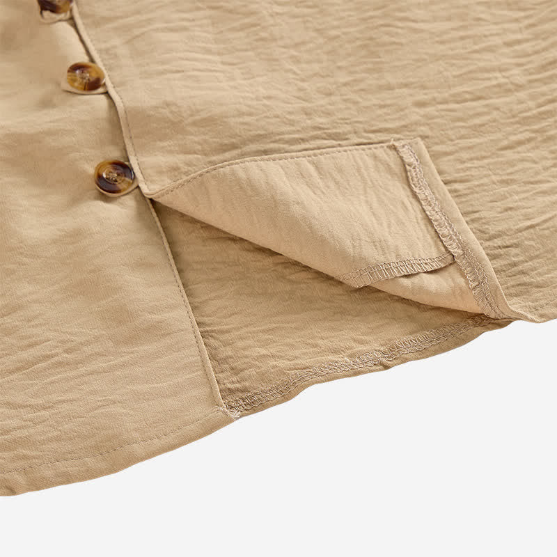 Chemise homme en lin mélangé à col montant et motif froissé - image 8