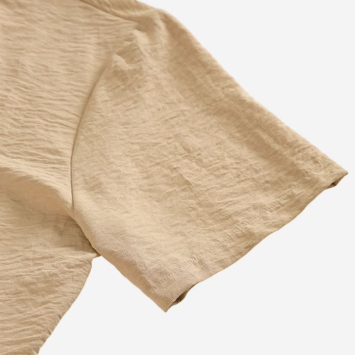 Chemise homme en lin mélangé à col montant et motif froissé - image 9