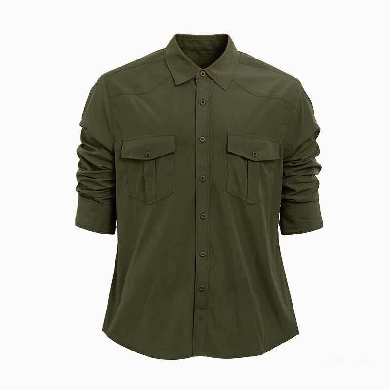 Chemise de travail à manches longues pour homme, double poche, idéale pour les activités de plein air - image 4