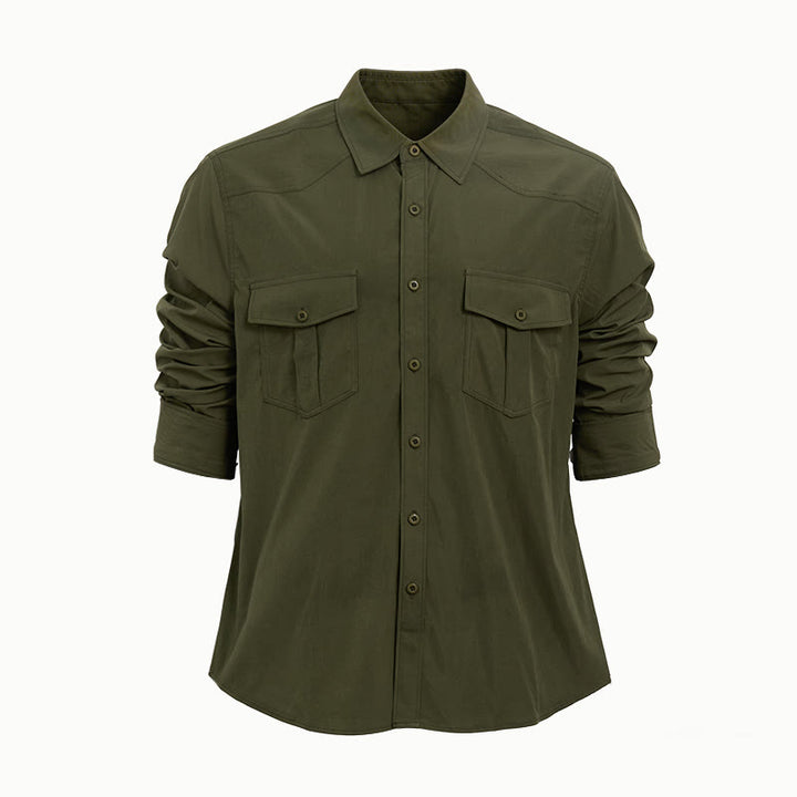 Chemise de travail à manches longues pour homme, double poche, idéale pour les activités de plein air - image 4