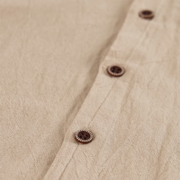 Chemise à capuche en lin pour homme avec détails ethniques tribaux sur la poche - image 8