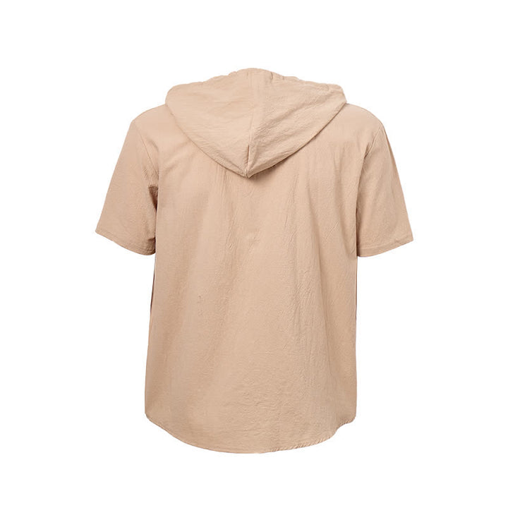 Chemise à capuche en lin pour homme avec détails ethniques tribaux sur la poche - image 11