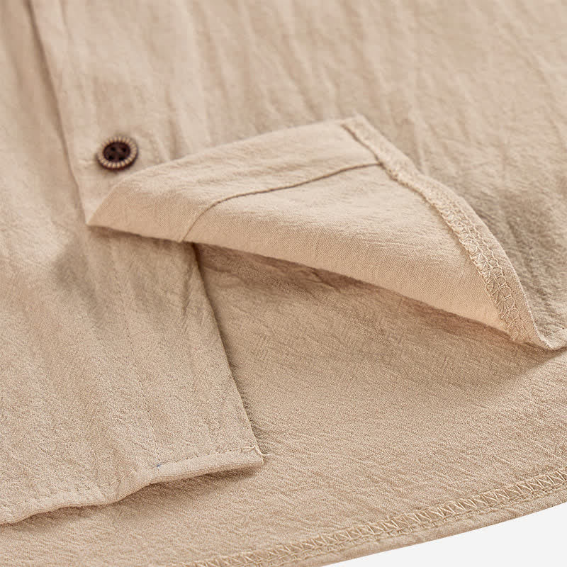 Chemise à capuche en lin pour homme avec détails ethniques tribaux sur la poche - image 9