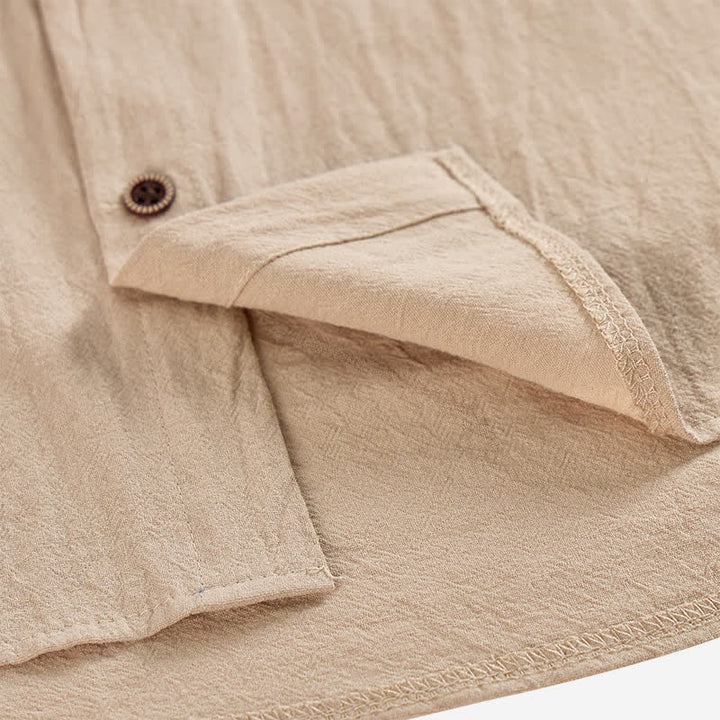 Chemise à capuche en lin pour homme avec détails ethniques tribaux sur la poche - image 9