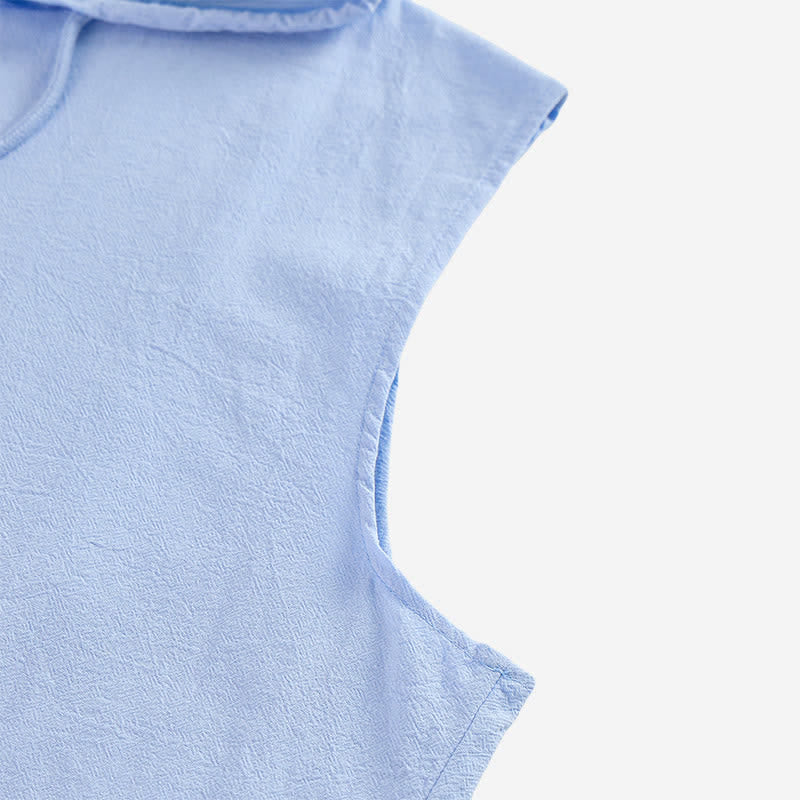 Chemise sans manches à capuche pour homme en lin - image 9