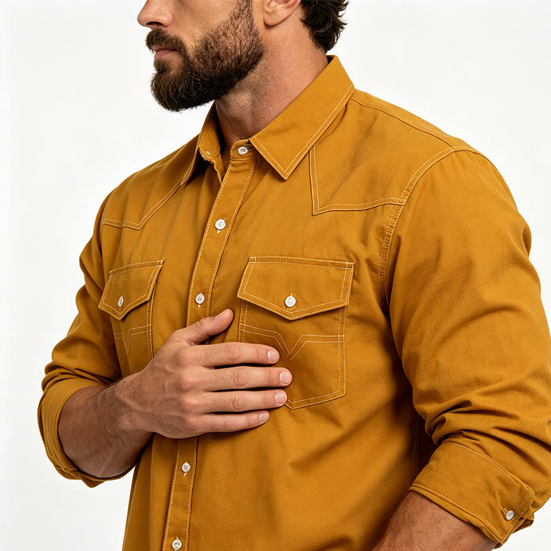 Chemise à manches longues boutonnée style western rétro pour homme - image 3