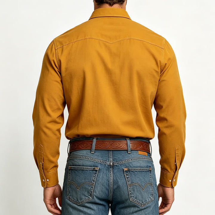 Chemise à manches longues boutonnée style western rétro pour homme - image 2