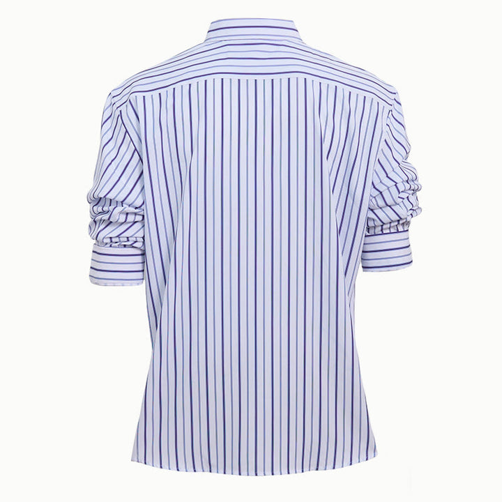 Chemise habillée à rayures verticales pour homme, col rabattu et boutons - image 5