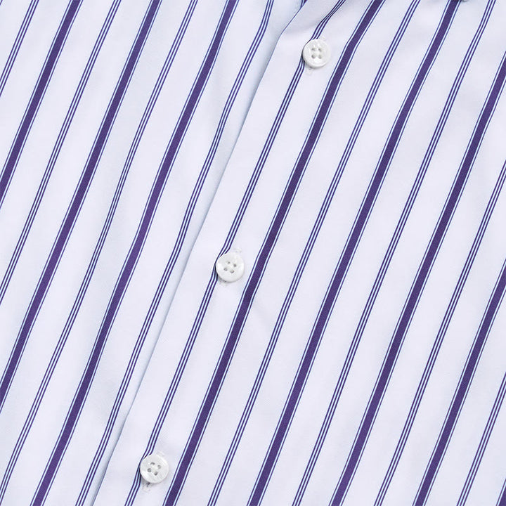 Chemise habillée à rayures verticales pour homme, col rabattu et boutons - image 6