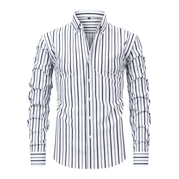 Chemise habillée à rayures verticales pour homme, col rabattu et boutons - Blanc et noir - 3XL - image 9