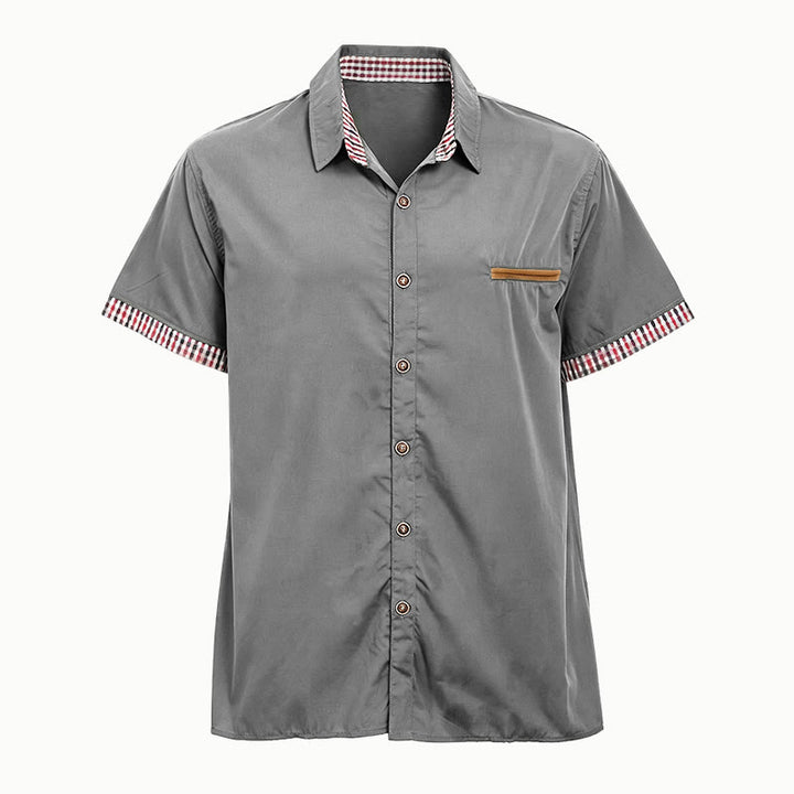 Chemise à manches courtes à carreaux pour homme, style décontracté, avec poche poitrine. - Gris - 3XL - image 16